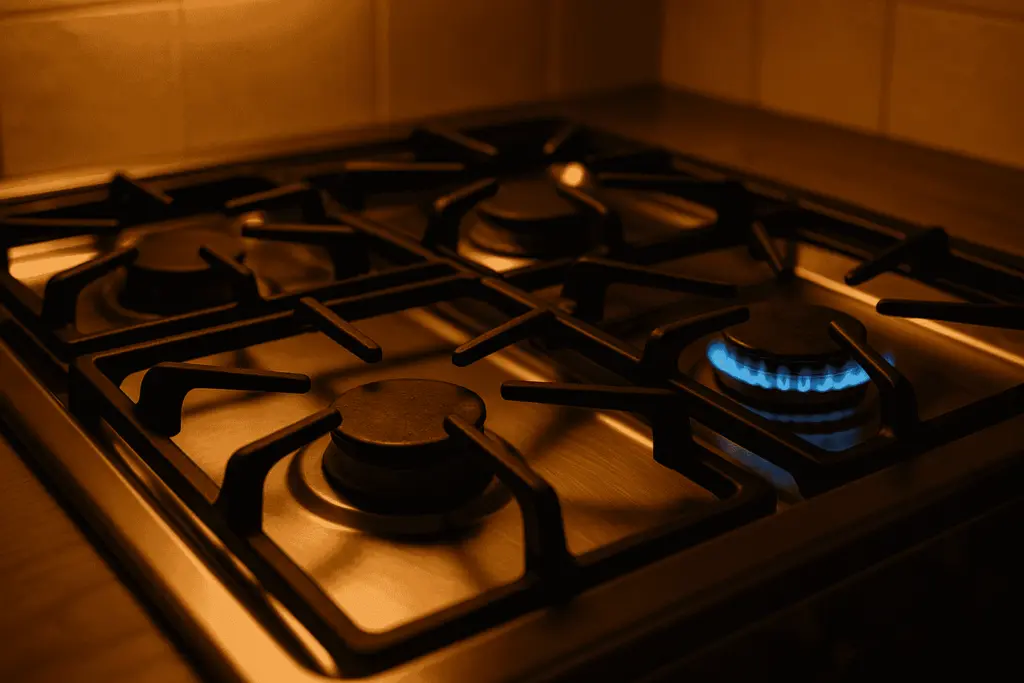 Blue gas flames on a burner