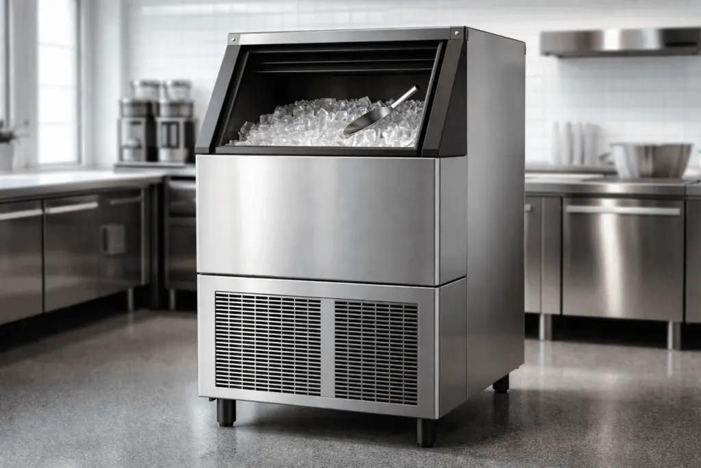 An ice maker full of ice