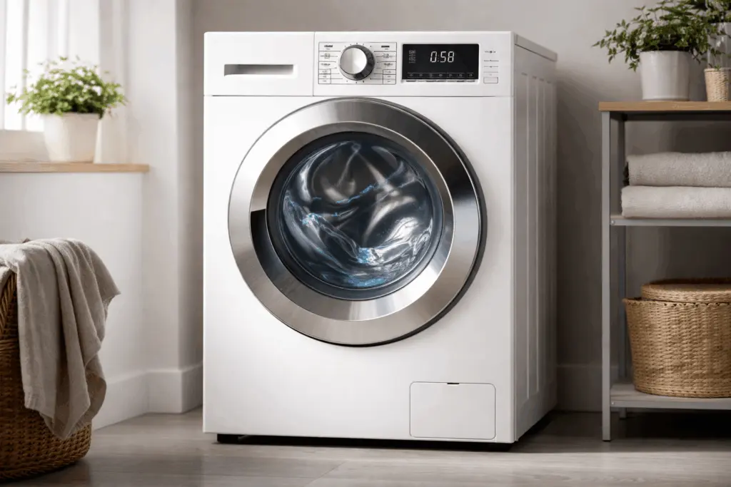 A washing machine in a home